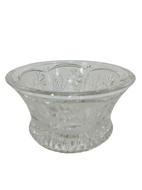 Vintage Lausitzer Margret German Lead Crystal Candy Bowl Frosted Floral Etched